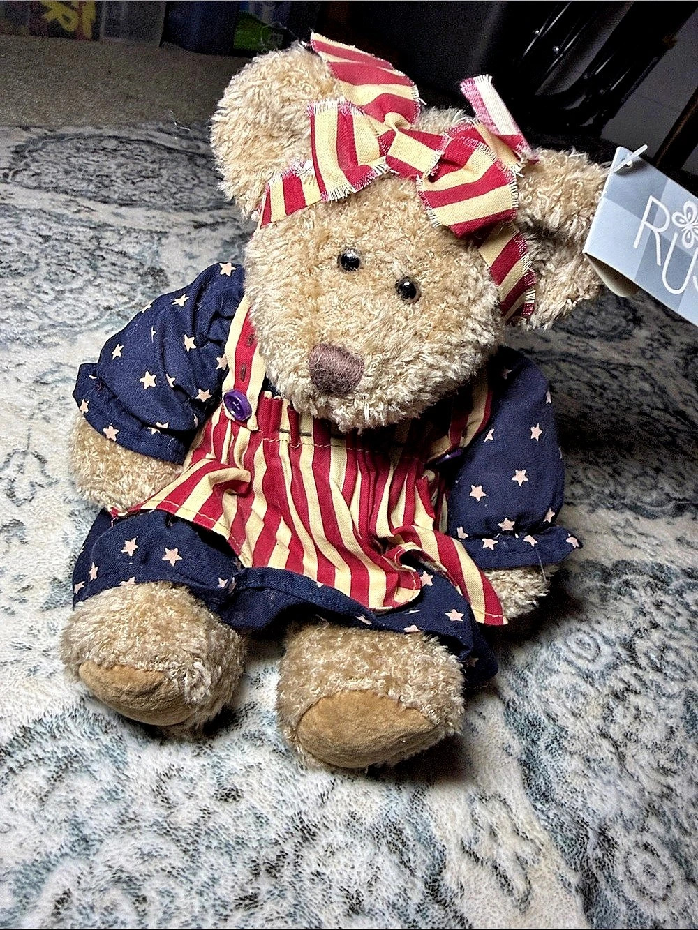 RUSS Teddy Bear Plush NWT in Brown & Red